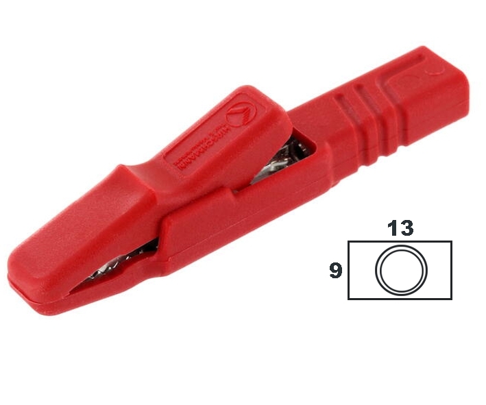 Krokodilklemme AK2-SR Kroko Rot kräftige Ausführung 81x13x9mm