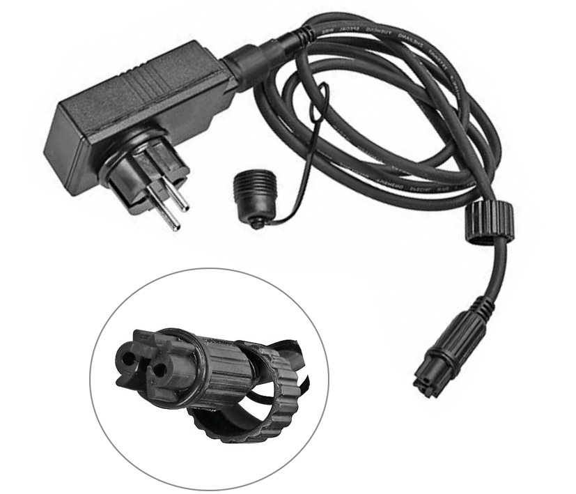 93-808-20820_24VDC_LED_Trafo_Lichterkette_B2 24V Trafo LED Ersatztrafo 24V-DC bis 20VA 850mA IP44 für LED Lichterketten