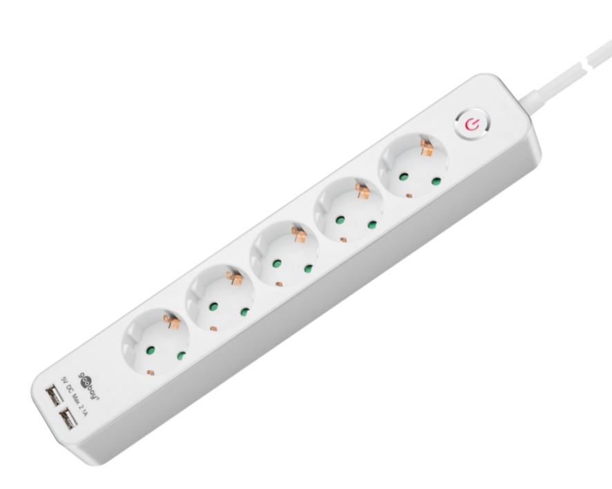 Steckdose 5-fach Steckdosenleiste mit USB Ladegerät