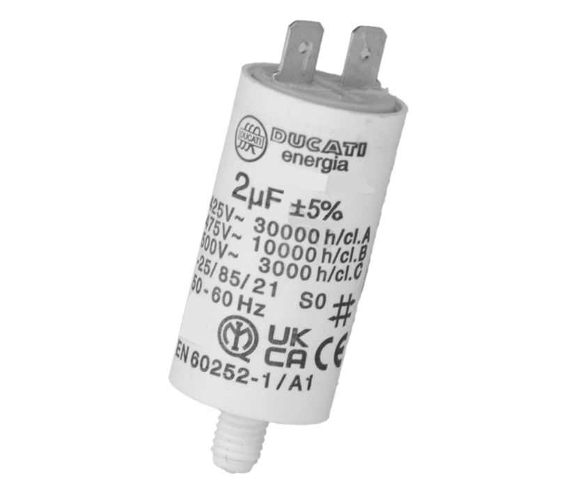 2uF Motorkondensator MKP 2uF 475V 25x50mm 6,3mm Steckkontakte 2uF 220V