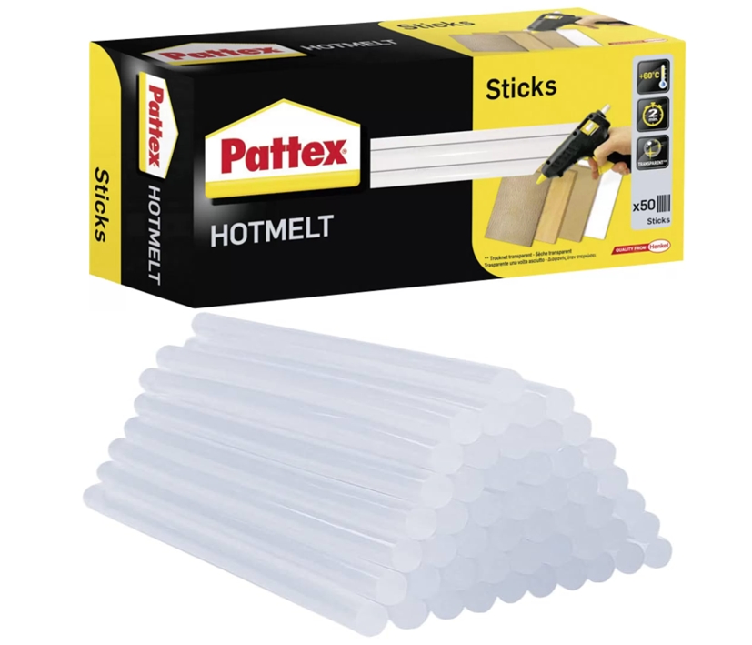 Heisskleber 11mm Sticks 50er Pack für alle Heißklebepistolen geeignet Pattex PTK1 A0-61 HOTMELT