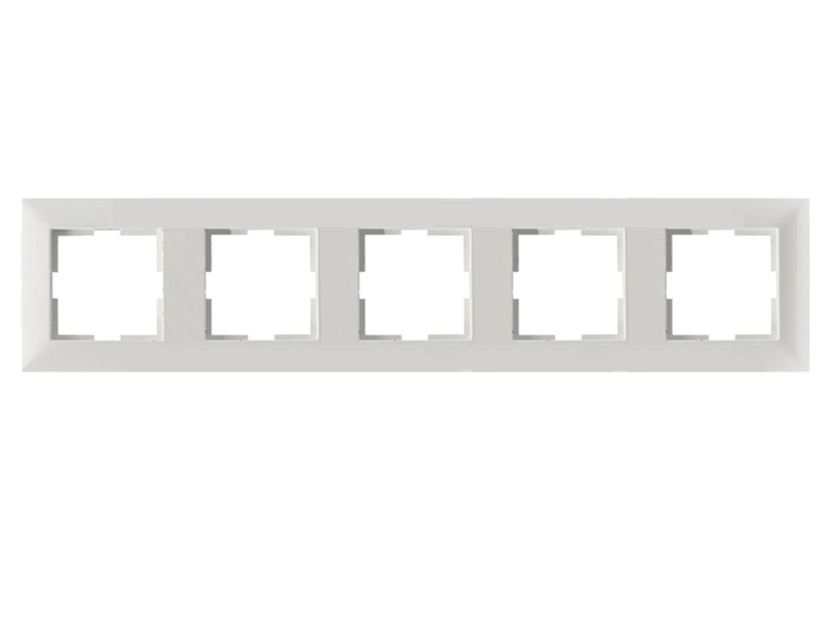 5fach_Blende_Meridian_VIKO_99-300-02705 5-fach Außenrahmen 83x367mm Reinweiss Inlet 50x50mm Serie Meridian