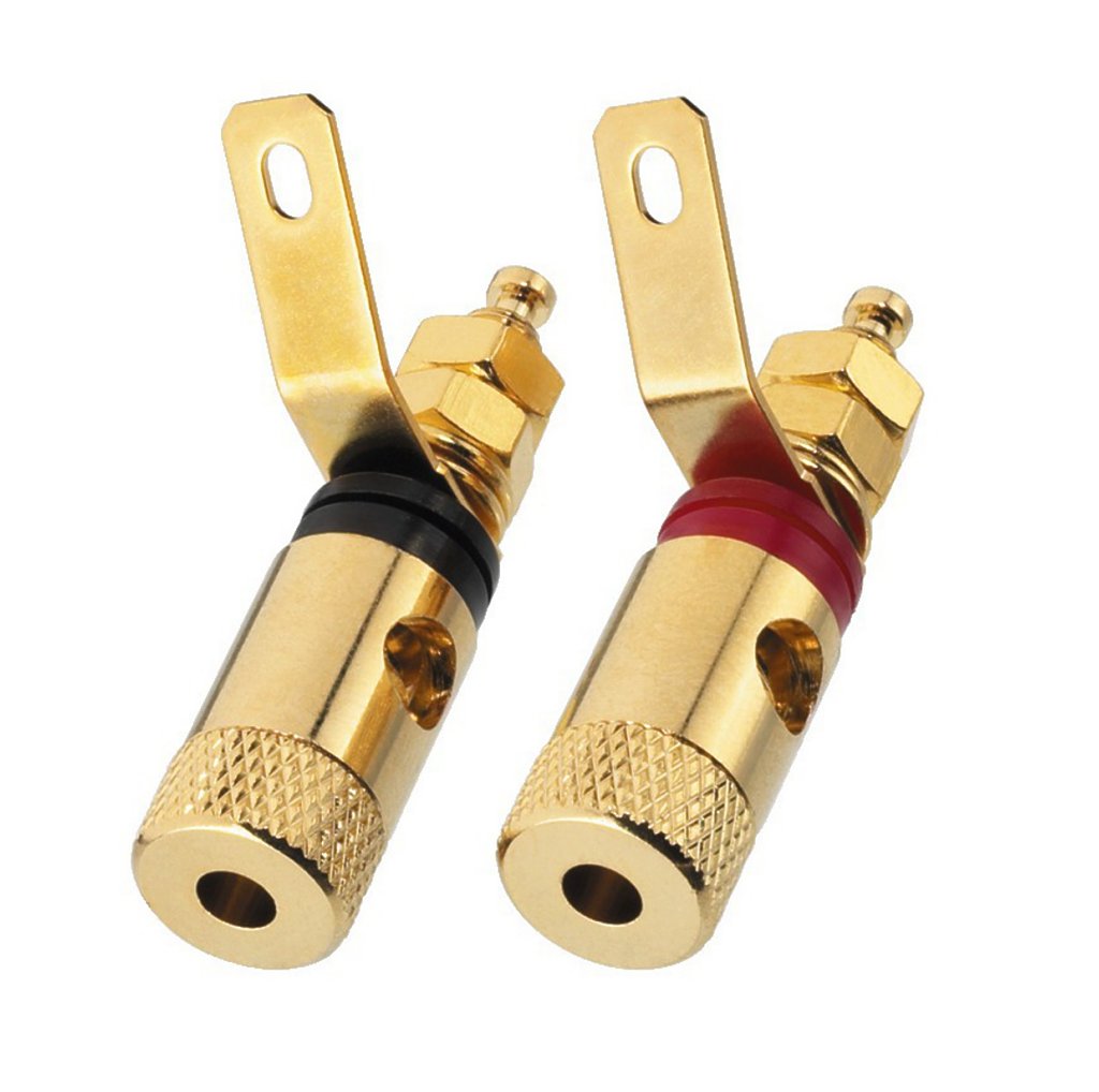 39-865-00120-D340480A Polklemmen vergoldet Hochstrombuchse Rot-Schwarz 1xPaar