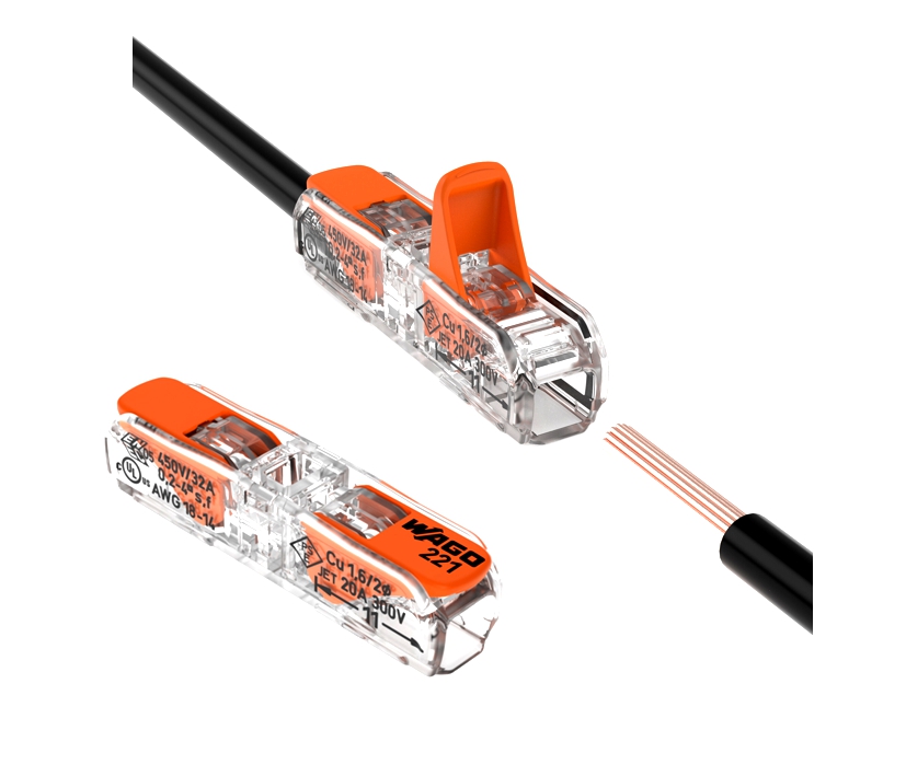 WAGO Klemme 1-Leiter 221-2411 COMPACT 60er-Pack Kabelverbinder Leiterklemme