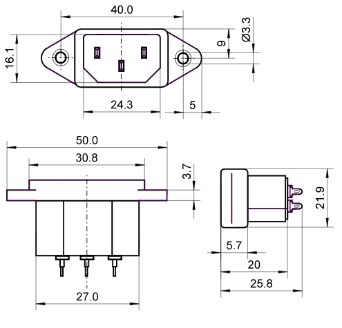 Kaltgeräte-Einbaustecker mit Sicherungshalter, Lötanschluss | ETT - Ihr Kaltgeräte-Einbaustecker mit Sicherungshalter, Lötanschluss | ETT - Ihr