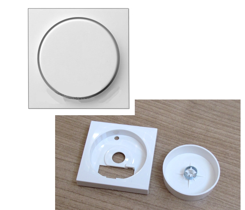 99-300-00701_Dimmerknopf_Gira_2021 Dimmerknopf mit Blende 55x55mm Reinweiss Glanz für 4mm Achse