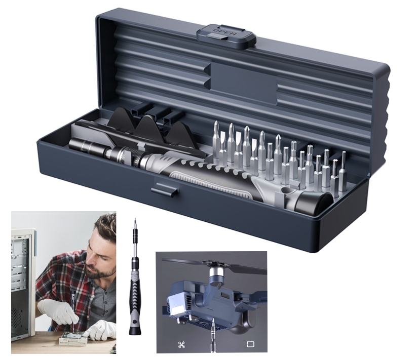 Prazision_Mini_Schraubendreher_Set_97-905-00577_B Schraubendreher Set 25-tlg Torx Kreuz Dreieck Stern Sechskant Pinzette Präzisions Werkzeugset