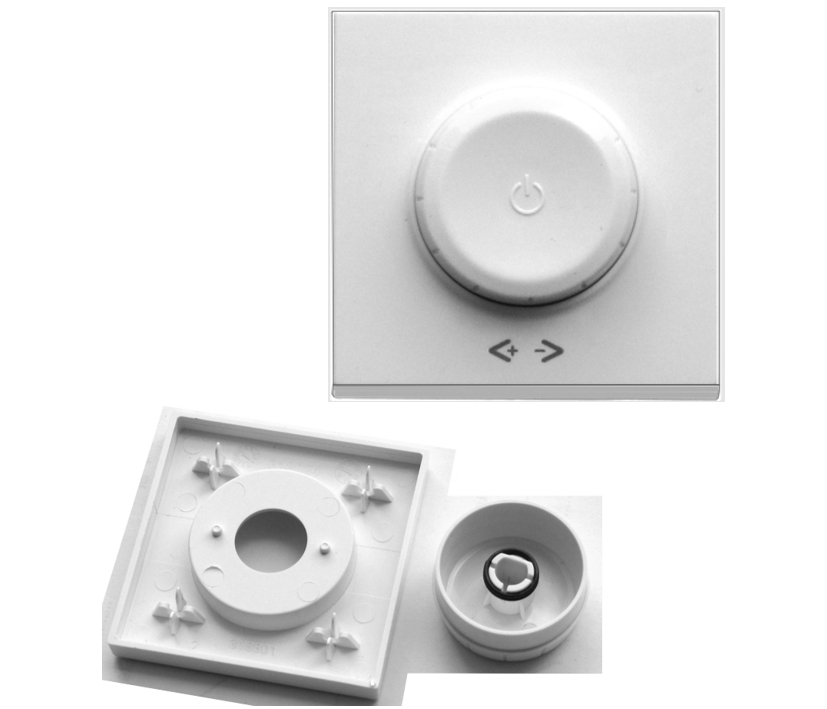 99-300-03030_Dimmerknopf_VIKO_GS Dimmerknopf mit Blende 50x50mm Reinweiss Meridian für 6mm Achse