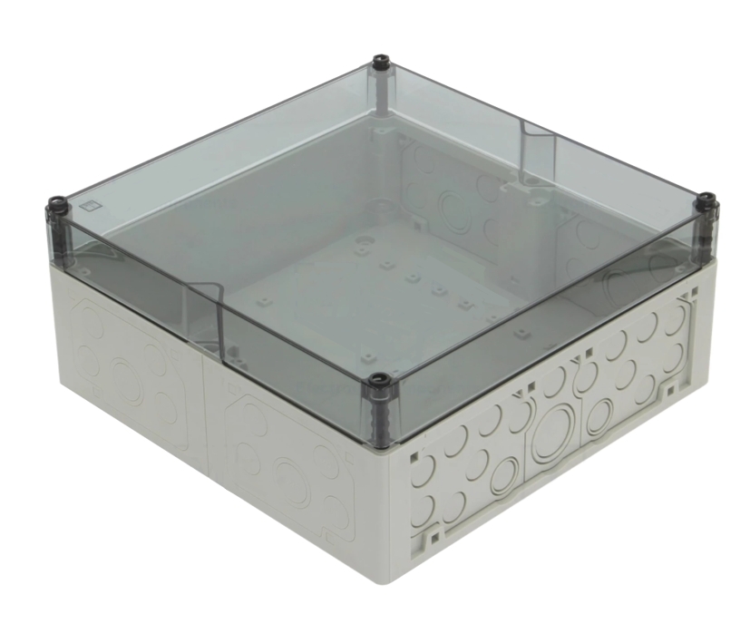 300mm_Verteilerkasten_mit_Deckel_52-625-01950 Installation Verteiler 300x300x132mm Verteilerkasten AKL mit Klarsichtdeckel und Stopfen