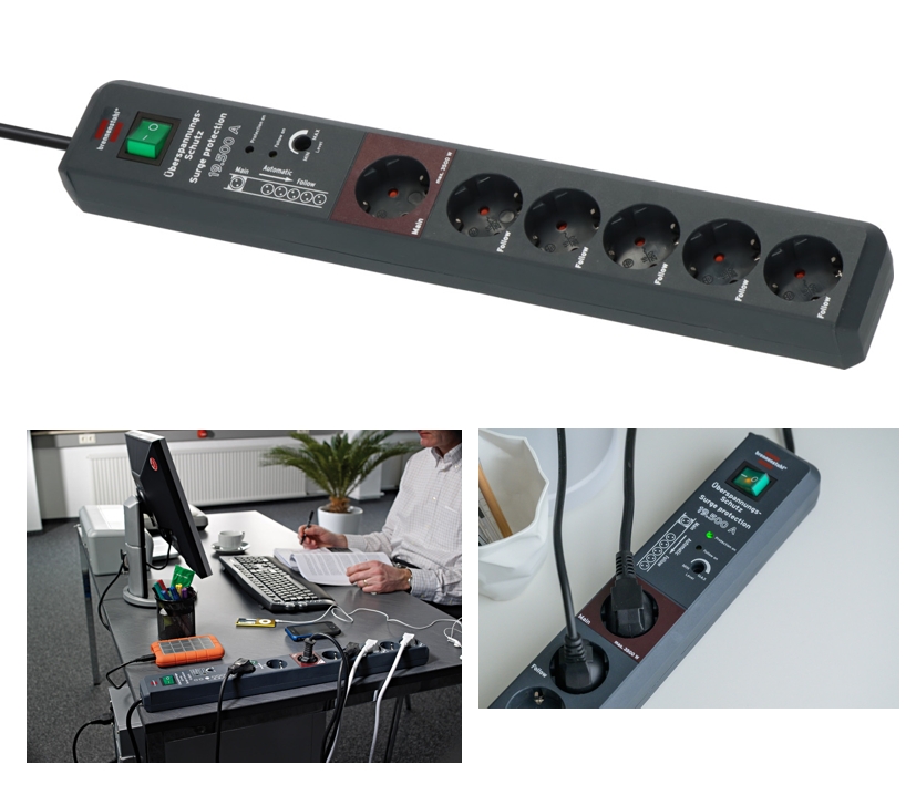 Master-Slave_Steckdose_39-849-00550 Steckdose Master-Slave 5-fach Steckdosenleiste mit Überspannungsschutz