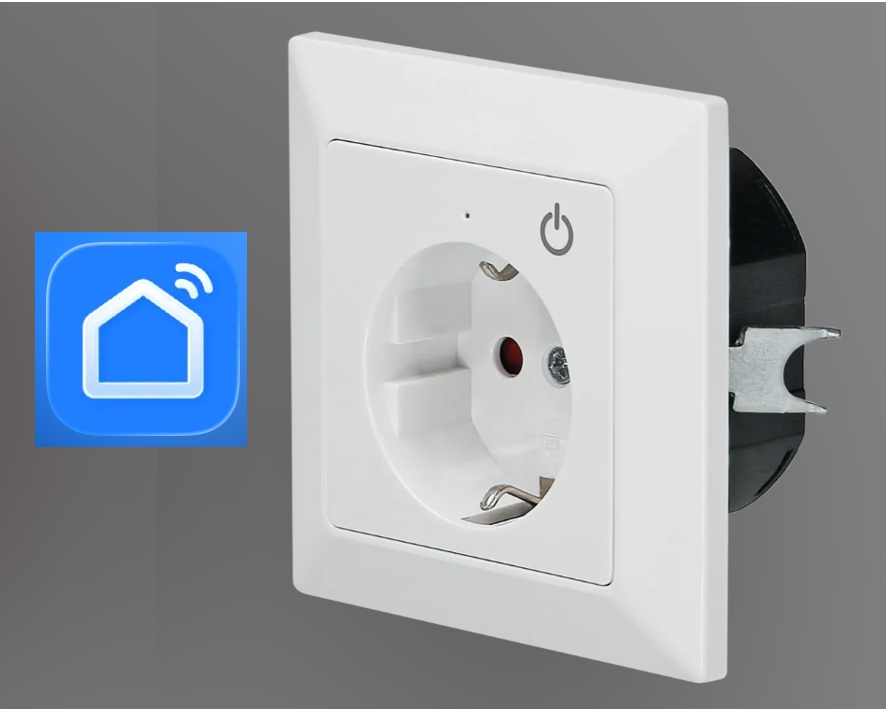 WIFI Steckdose mit Smarthome APP 80x80mm Blende 55x55mm RW Reinweiß