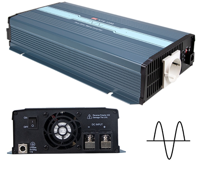 DCAC Wechselrichter 24V auf 230V 1200W Dauer Peak 2000W echter Sinus NTS mit RS232 Fernsteuerport