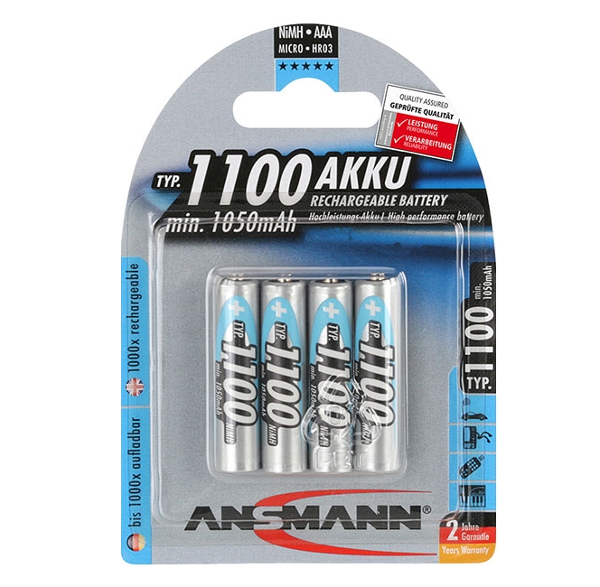 AAA_1100mAh_Akku_33-175-00440 AAA Micro Akku 1100mAh 4er Pack Ersatzakku für Funktelefon und andere Geräte