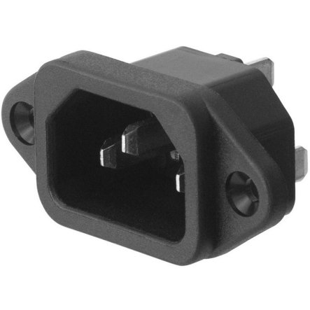 40-858-00090-Kaltgeraete-ES-01-OK Kaltgeräte C14 Einbaustecker bis 10A 250VAC 4,8mm Steckkontakte 50x23mm