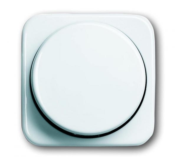 99-300-00601_Knopf_BJ6599-0-0237 Dimmerknopf mit Blende 55x55mm Alpinweiss Glanz Reflex-SI für 6mm Achse