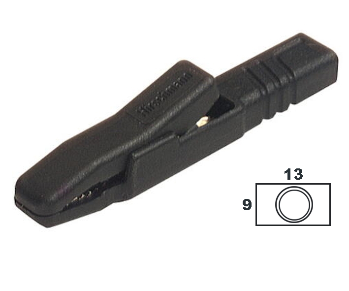 Krokodilklemme AK2-SB Kroko Schwarz kräftige Ausführung 81x13x9mm
