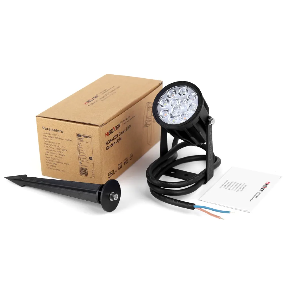 6W RGB-WW LED Scheinwerfer 230V IP66 550LM Alugehäuse FUTC04 WLAN APP Gartenstrahler