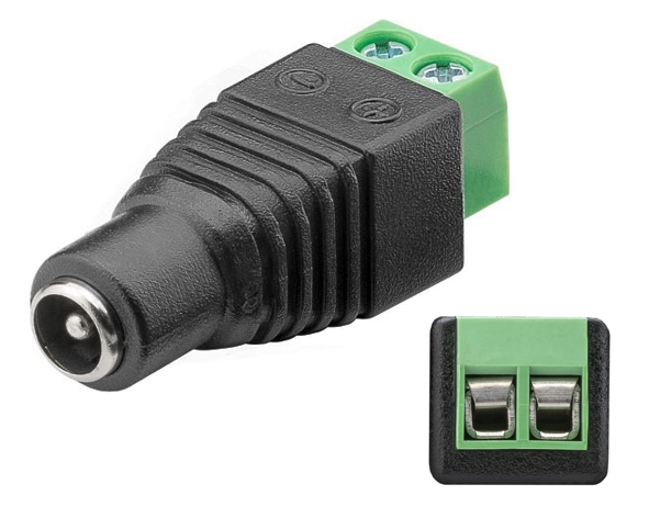 Hohlstecker_Adapter_Klemme_41-149-00265 Adapter Hohlstecker Kupplung 5,5x2,1mm auf Klemme Schraubanschluss 2Draht Adapter