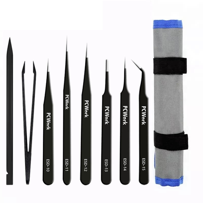 97-905-00148_Pinzetten_Edelstahl_ESD_beschichtet Pinzette Pinzettenset Edelstahl ESD-sicher 8-teilig Bauteilgreifer Kleinteilgreifer